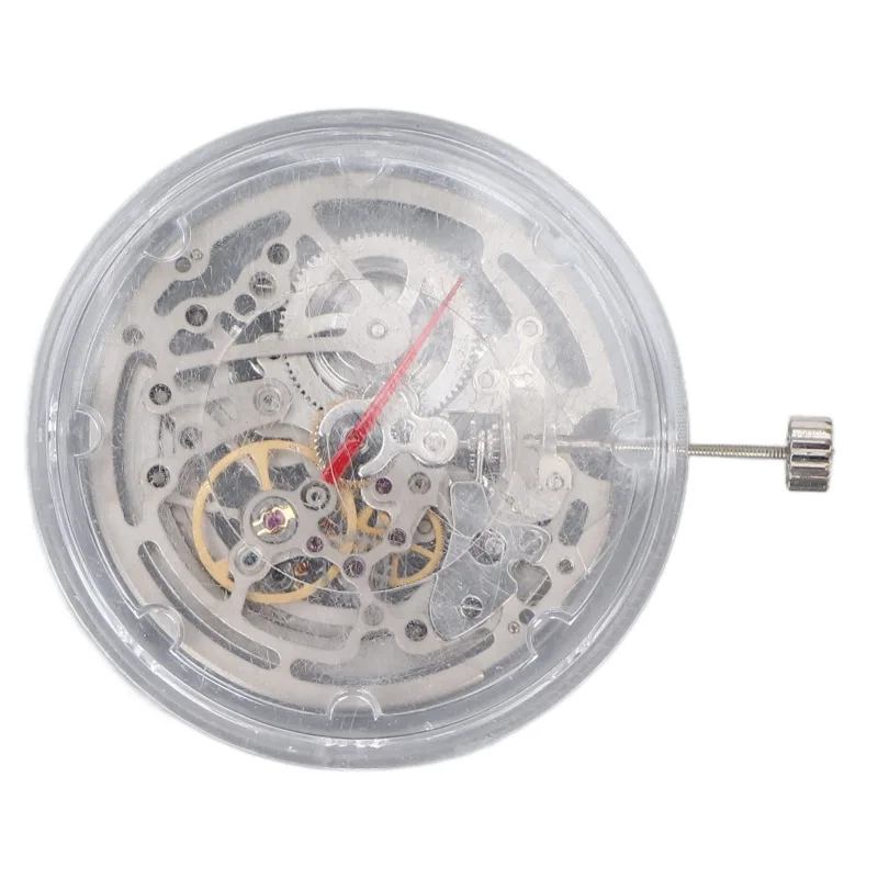 Movimiento mecánico automático de reloj hueco con caja de almacenamiento de plástico para reemplazo de pieza