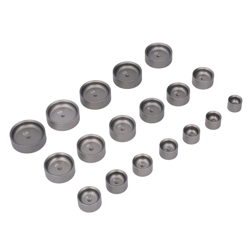 Juego de 18 piezas de matrices para prensa de relojes, herramienta de reparación de cajas, aleación de aluminio agrandada y pr