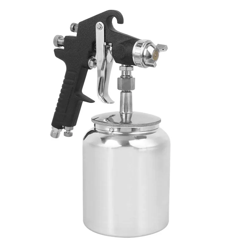 Aerógrafo neumático con pulverizador de pintura, color negro, 2,5 mm, pulverizador de alta atomización para trabajos en madera en a