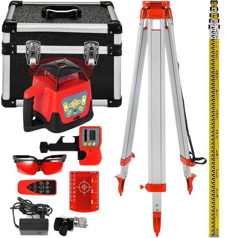 Nivel láser rotatorio autonivelante rojo succebuy,escaneo de 360 ​​grados,alcance de 500 m,incluye trípode y poste de 5 m.