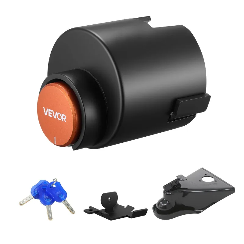 Cerradura enganche remolque compatible con acopladores vevor 58,6 mm,con 3 llaves,anticorrosión,cerradura seguridad para autocaravanas y remolques