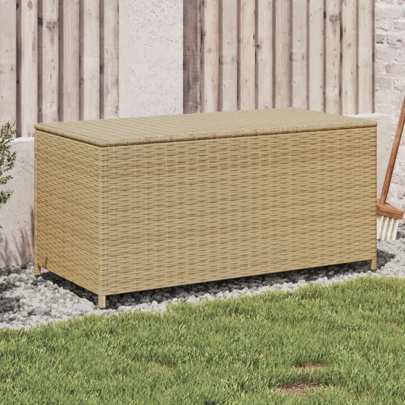 Maison exclusive - caja de almacenaje de jardín ratán sintético beige mezcla 190l