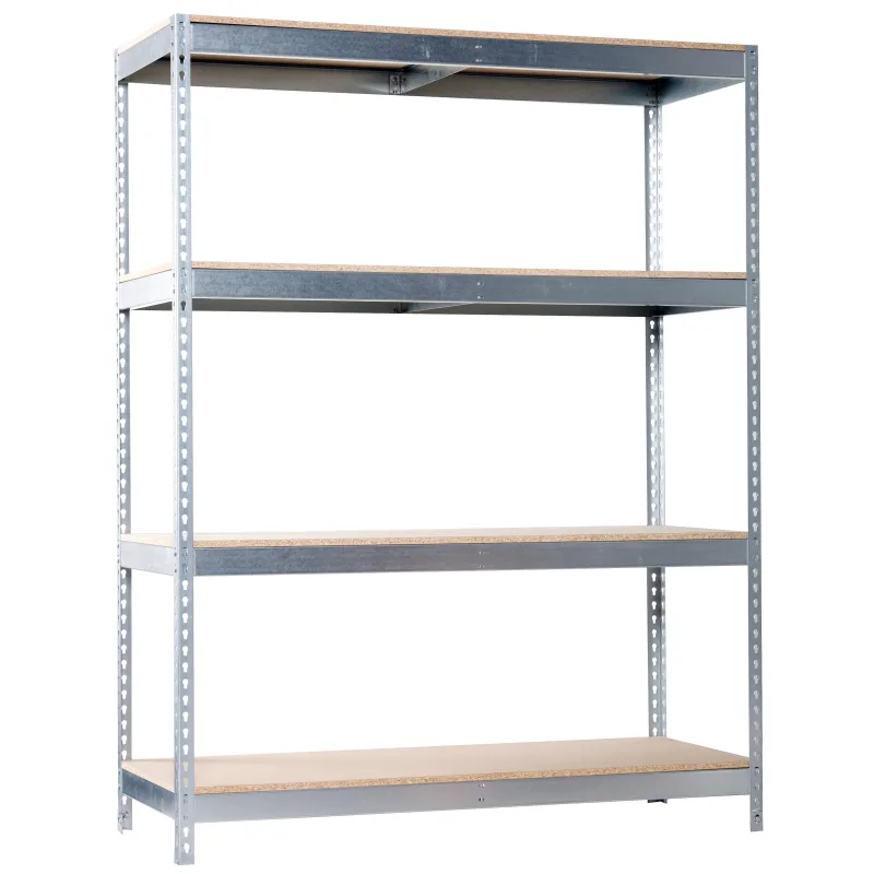 Estantería en kit de 200x240x75cm de carga máx. 400 kg por balda color galvanizado/madera