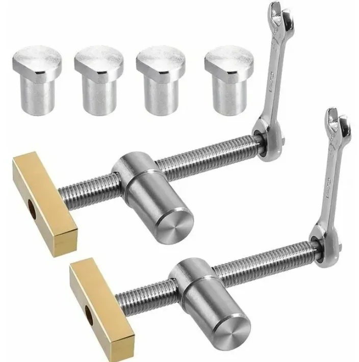 Paquete de 2 abrazaderas rápidas para banco de trabajo de mesa con 4 topes para orificio de 20 mm, tope de posicionamiento para bricolaje.
