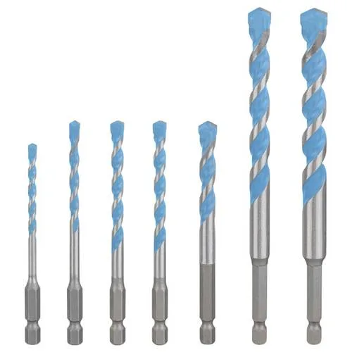 Bosch 7x set di punte expert hex-9 multi construction (per calcestruzzo, piastrelle di ceramica morbida, ø 4,0, 5,0, 6,0, 6,0, 8,0, 10,0, 12,0 mm, pr