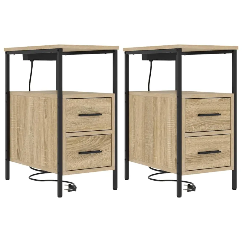 Vidaxl cajoneras de noche con cajón 2 pcs roble sonoma 30 x 48 x 61 cm