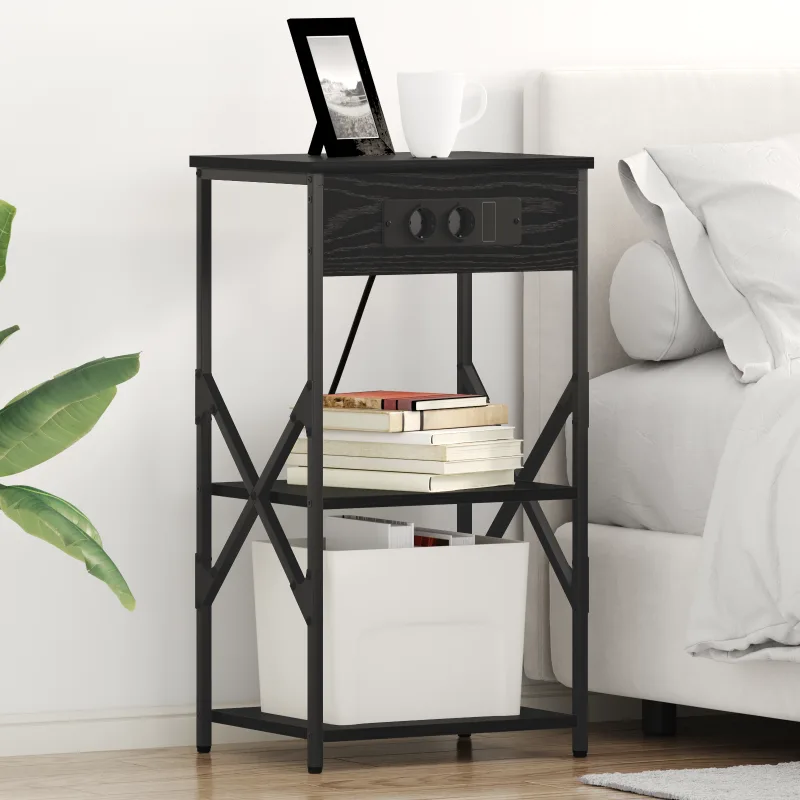 Vidaxl cajoneras de noche 2 pcs roble negro 41 x 31 x 76 cm