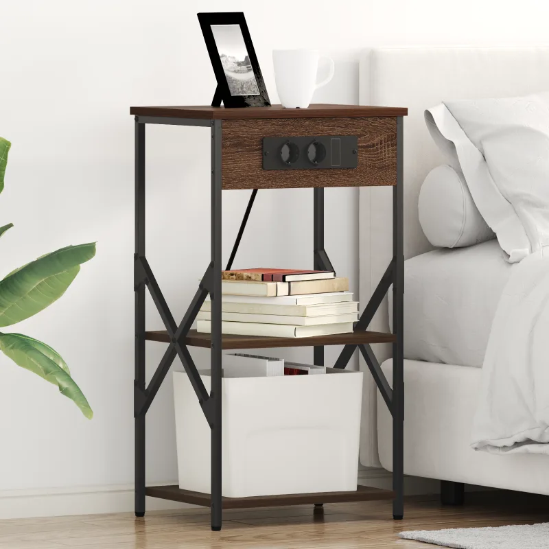 Vidaxl cajoneras de noche 2 pcs marrón roble 41 x 31 x 76 cm