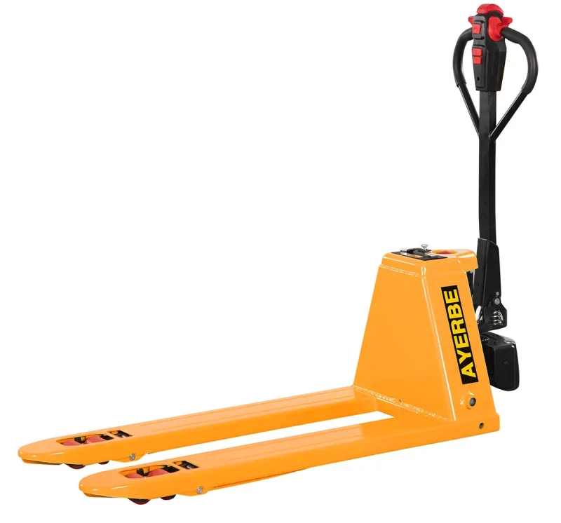 Transpaleta eléctrica 2000 kg con ruedas pu 48v batería 10ah silenciosa para suelos epoxi ce