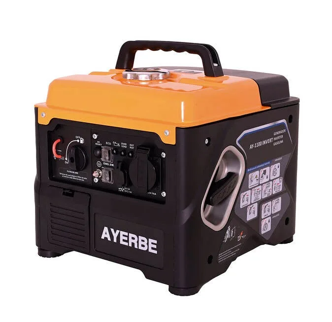 Generador inverter gasolina 1100 w con motor kiotsu arranque manual silencioso y compacto