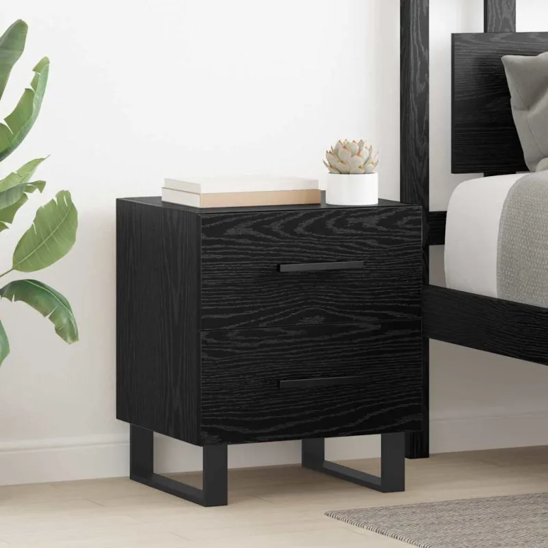 Vidaxl cajoneras de noche 2 pcs roble negro 40 x 35 x 47.5 cm