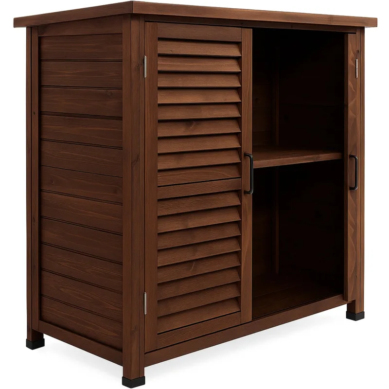 Arborea - armario de jardín 87x96,5x46,5 cm 2 puertas de madera de abeto para herramientas