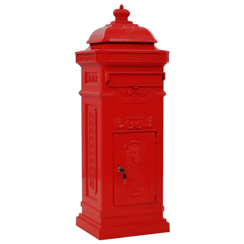 Buzón de columna de aluminio estilo vintage inoxidable rojo - comfortxl