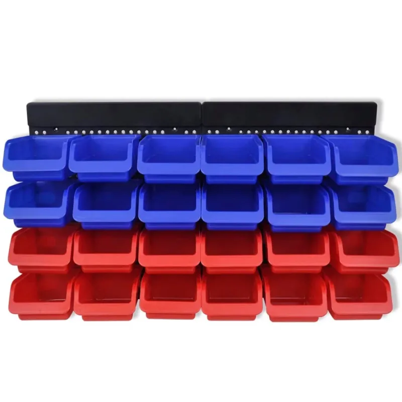 Organizador de herramientas de garaje de pared azul y rojo - comfortxl