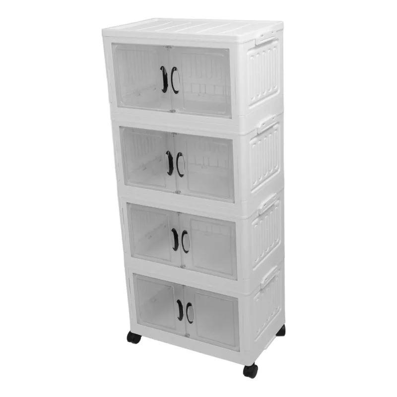 Gabinete de almacenamiento plegable con ruedas, carrito de contenedores plegable, organizador de contenedores de almacenamiento apilables para el hoga