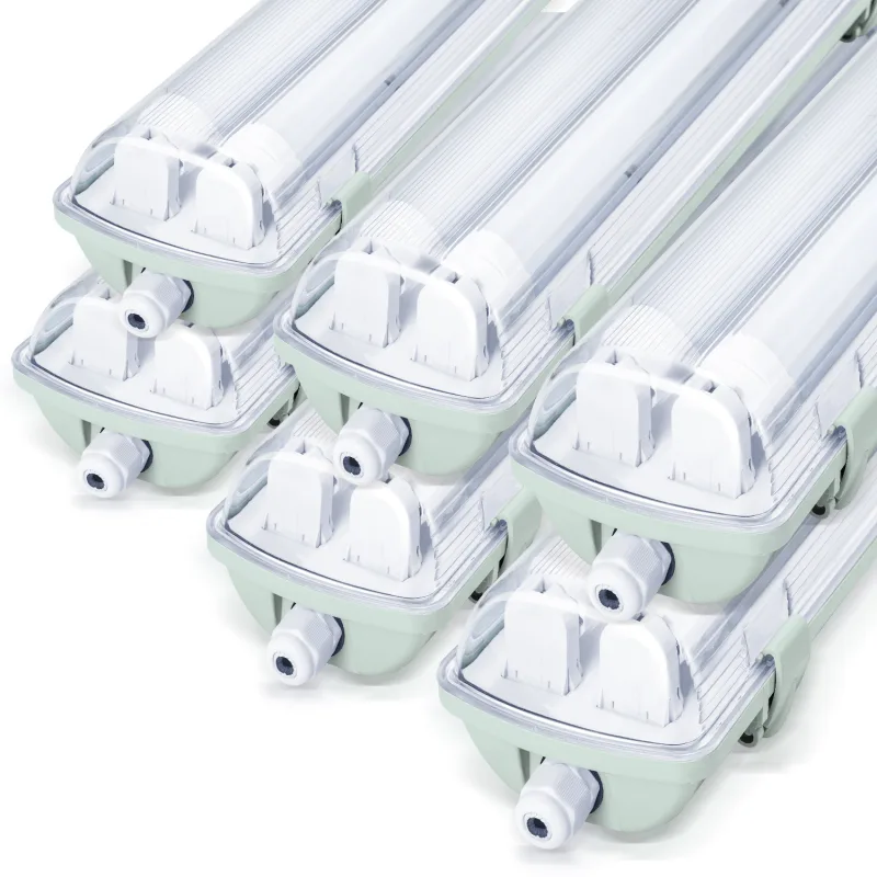 Lámpara led 6x para habitaciones húmedas lámpara de escritorio lámpara de sótano 120cm 2 tubos t8 de 18w blanco frío 6500k ip65