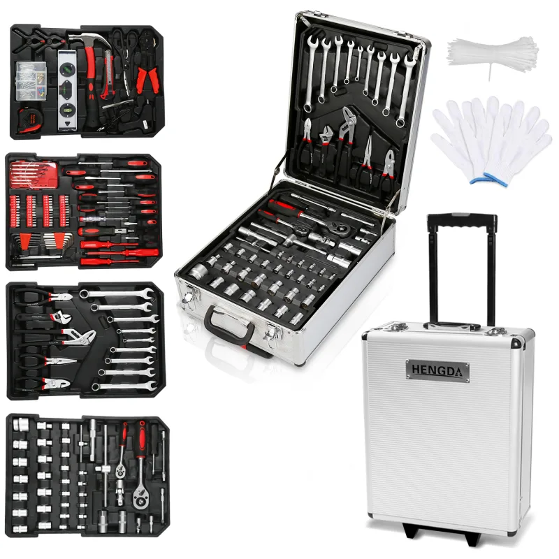 Maletín de herramientas caja de herramientas maletín con ruedas caja de herramientas 1031 piezas llave ajustable
