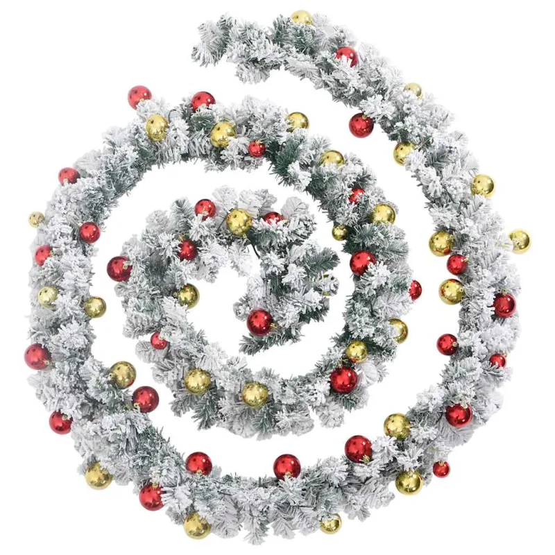 Guirnalda de navidad con bolas y luces led pvc verde 20 m - comfortxl