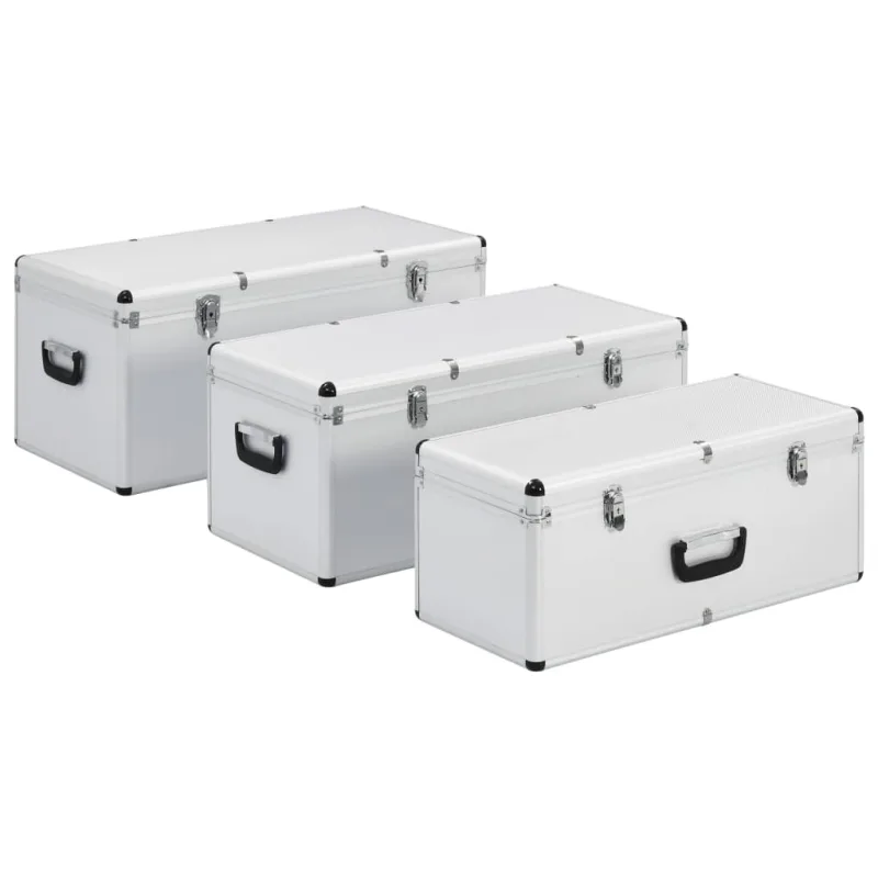 Cajas de almacenamiento 3 unidades aluminio plateado - comfortxl