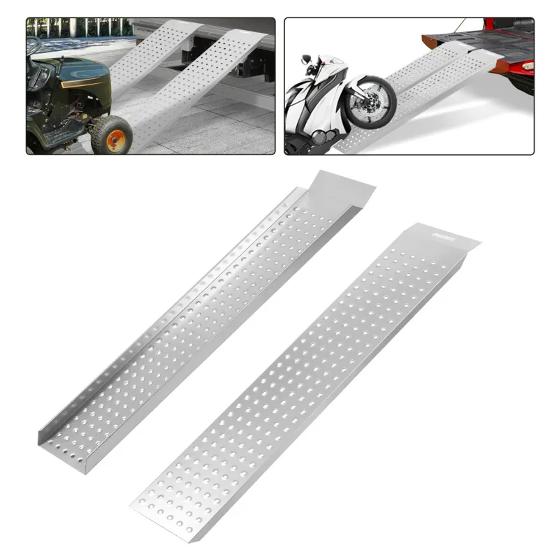 2x rampas de carga de 135 cm rampa de acceso para motos y coches, antideslizante, galvanizada, hasta 400 kg