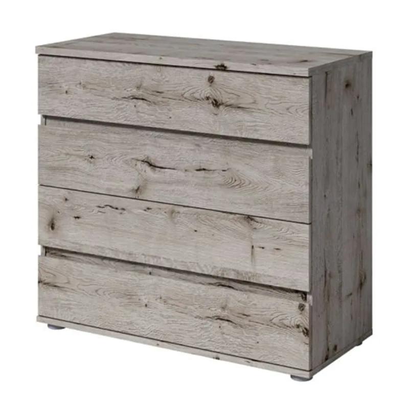 Cómoda veltis 4 cajones – l92 x h85 cm – almacenamiento moderno color roble wellington