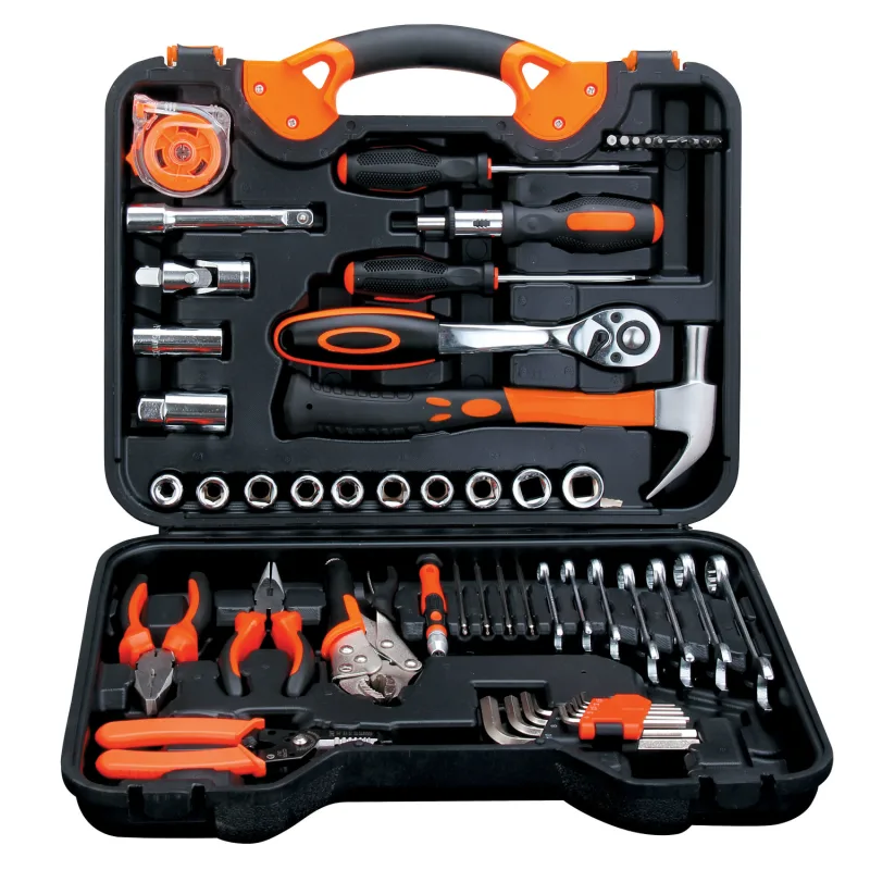 Juego de herramientas de auto reparación con maletín de transporte y 55 piezas.