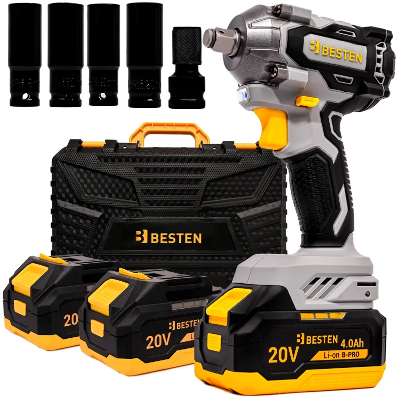 Atornillador de impacto a batería 20v 450nm besten be-2891 2x4,0ah b-pro con maletín