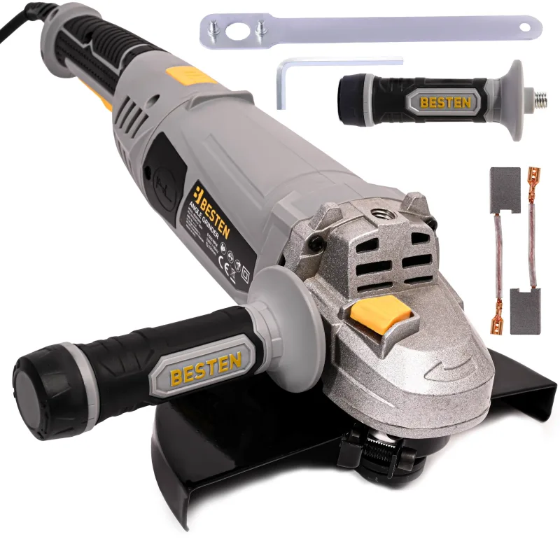 Amoladora angular con cable 230 mm 2400w besten be-2930 con arranque suave y empuñadura giratoria