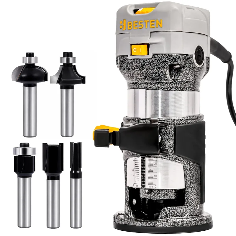 Fresadora 800w 30 000 rpm besten be-2536 6 velocidades con 5 fresas y maletín