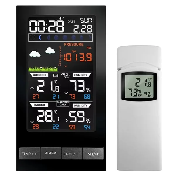 Estación meteorológica inalámbrica con pantalla lcd a color y configuración de temperatura y pronóstico del tiempo con 1 sensor