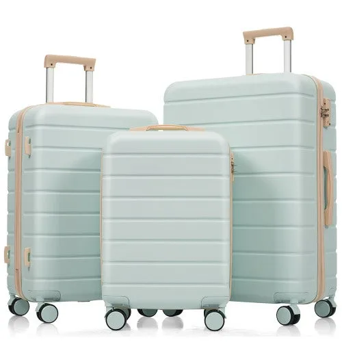 Set de valijas abs 3 piezas (m-l-xl), tsa, 4 ruedas, verde grisáceo – comfortxl