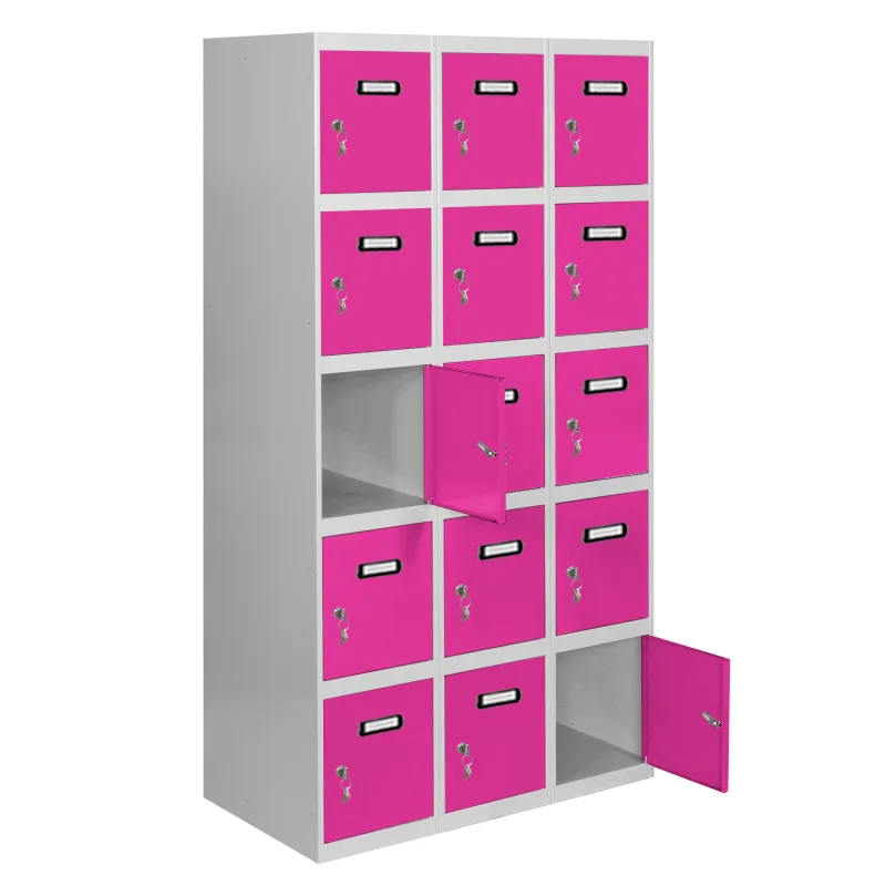 Taquillas metálicas simonlocker (180x120x50cm) gris y rosa