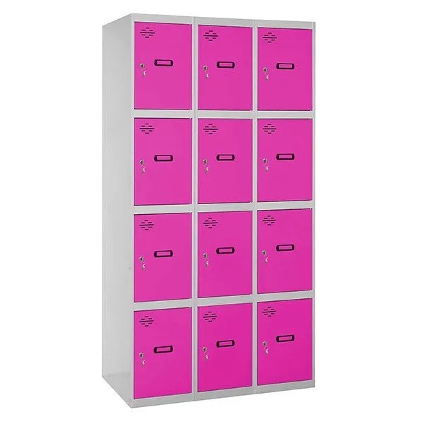 Taquillas metálicas simonlocker (180x120x50cm) gris y rosa