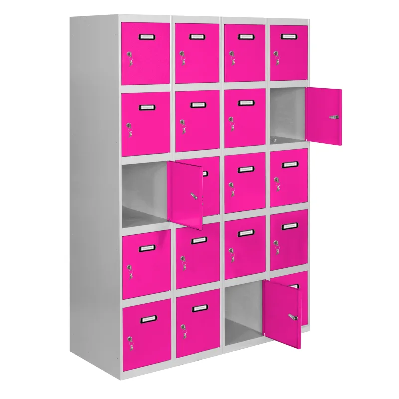 Taquillas metálicas simonlocker (180x160x50cm) gris y rosa