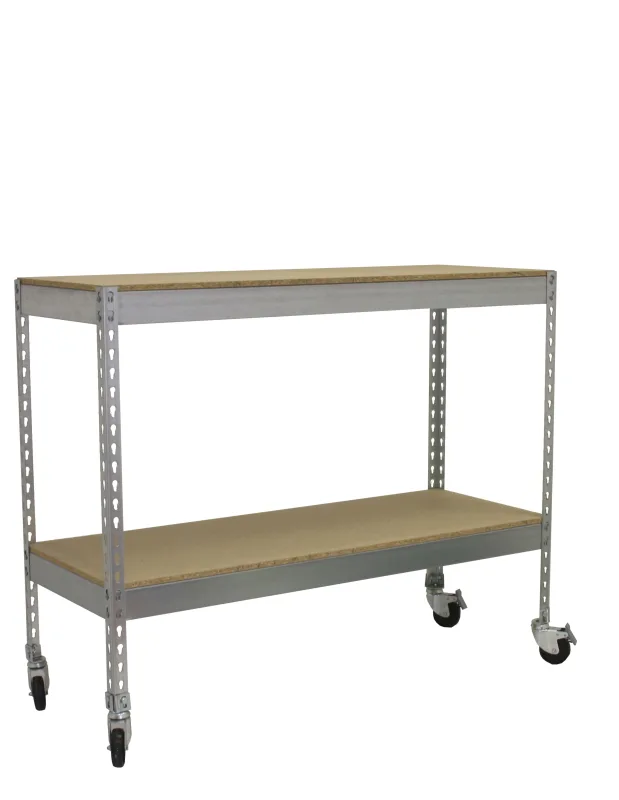 Estantería metálica sin tornillos simonrack de 2 estantes (97,5x120x75cm) galva y madera