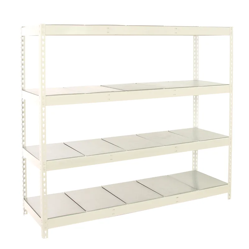 Estantería metálica sin tornillos simonrack de 4 estantes (200x240x90cm) blanco y galvanizado