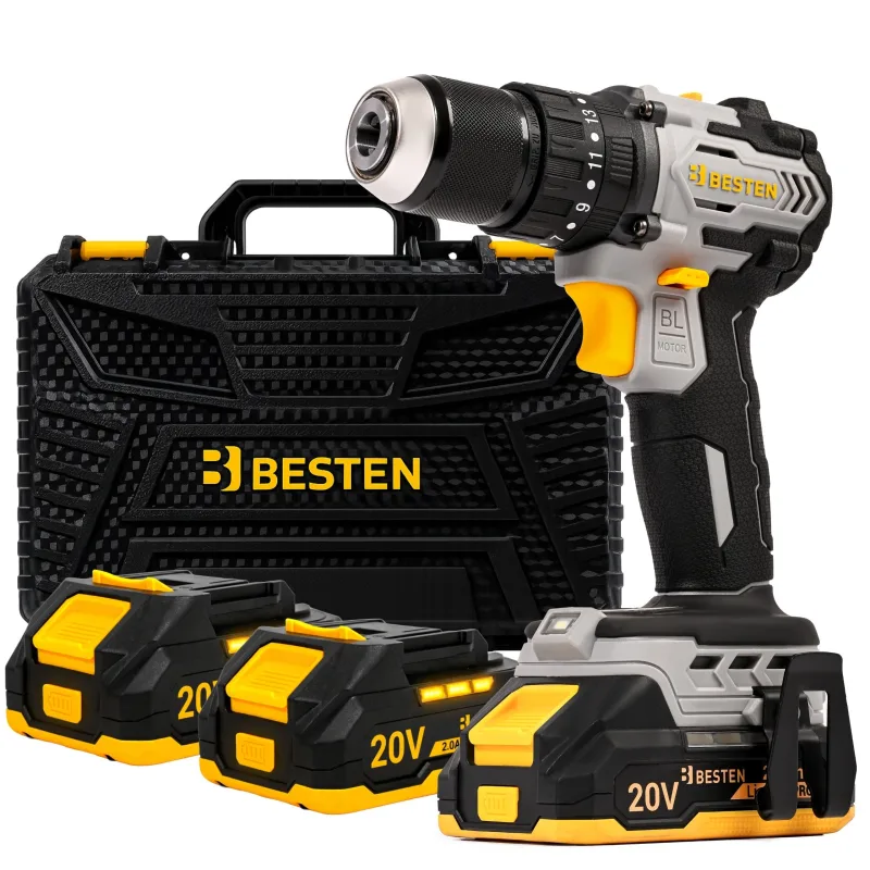 Taladro percutor a batería besten be0002885 20v 75nm sin escobillas con 2 baterías 2ah