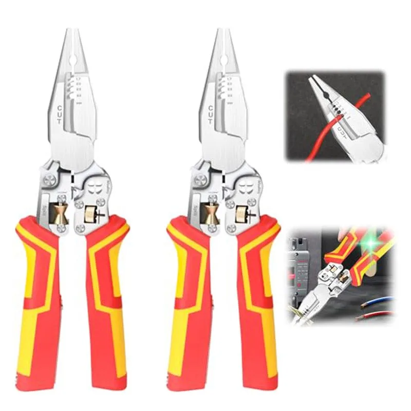 2pcs pelacables multifuncionales 9 en 1 con función de comprobación de voltaje, comprobador de voltaje para electricistas, rango de medición: 12-250 v