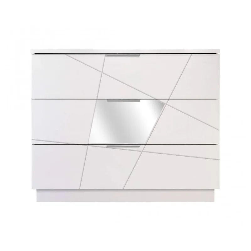 Cómoda, 3 cajones apertura deslizante, cierre deslizante, 104x45.3x85h cm blanco - nilam