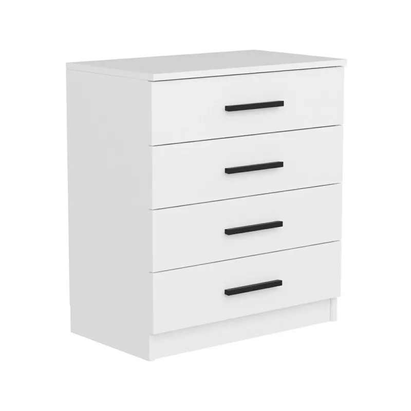 Cómoda, 4 cajones apertura deslizante, cierre deslizante, 70x79x42h cm blanco - kalmaegi