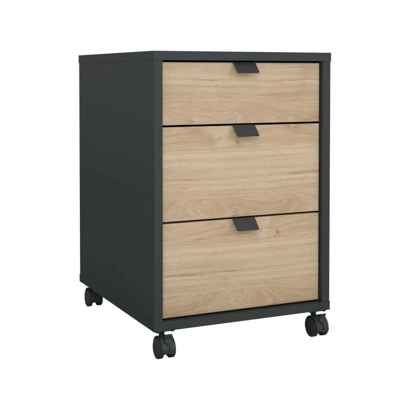 Cómoda, 3 cajones de apertura deslizante, cierre suave, 48.2x40.8x60.8h cm roble marrón - agazzino