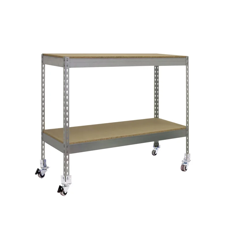 Estantería metálica sin tornillos simonrack de 2 estantes (97,5x120x45cm) galva y madera