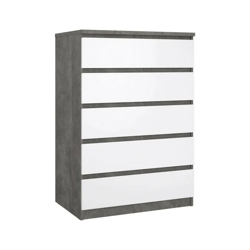 Cajonera, 5 cajones apertura deslizante, cierre deslizante, 77x50x111.3h cm gris cemento - ansel