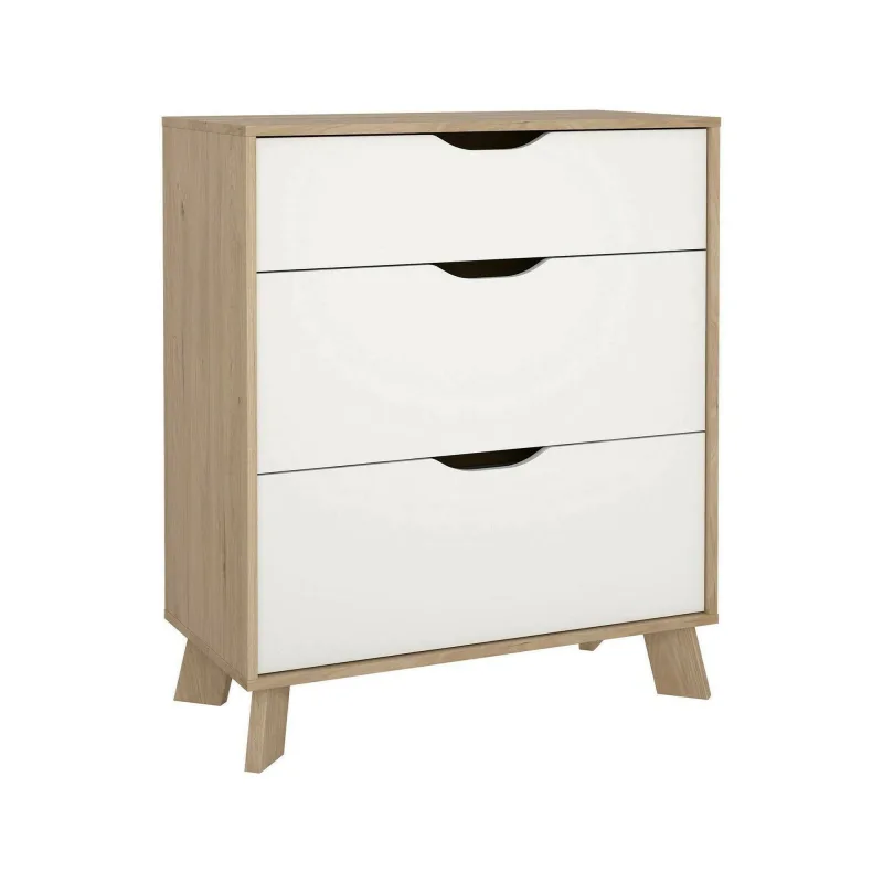 Cómoda, 3 cajones deslizantes, cierre suave, 78.7x39.8x92.2h cm roble marrón - alamid