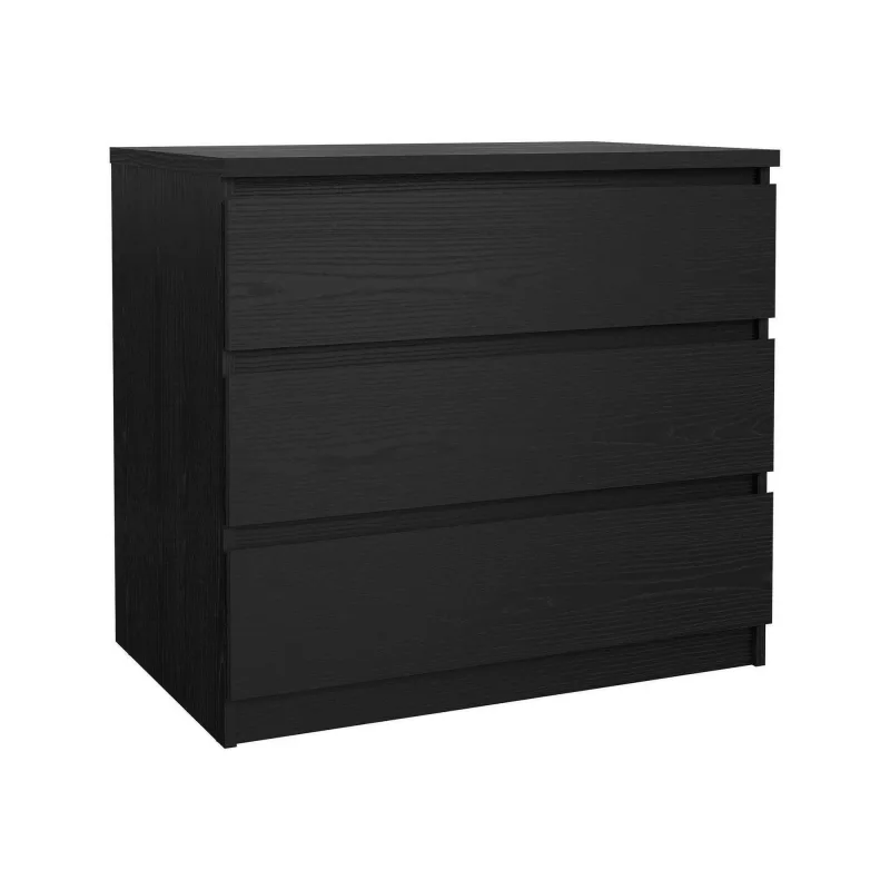 Cómoda, 3 cajones deslizantes, cierre deslizante, 77x50x68h cm negro - kajiki