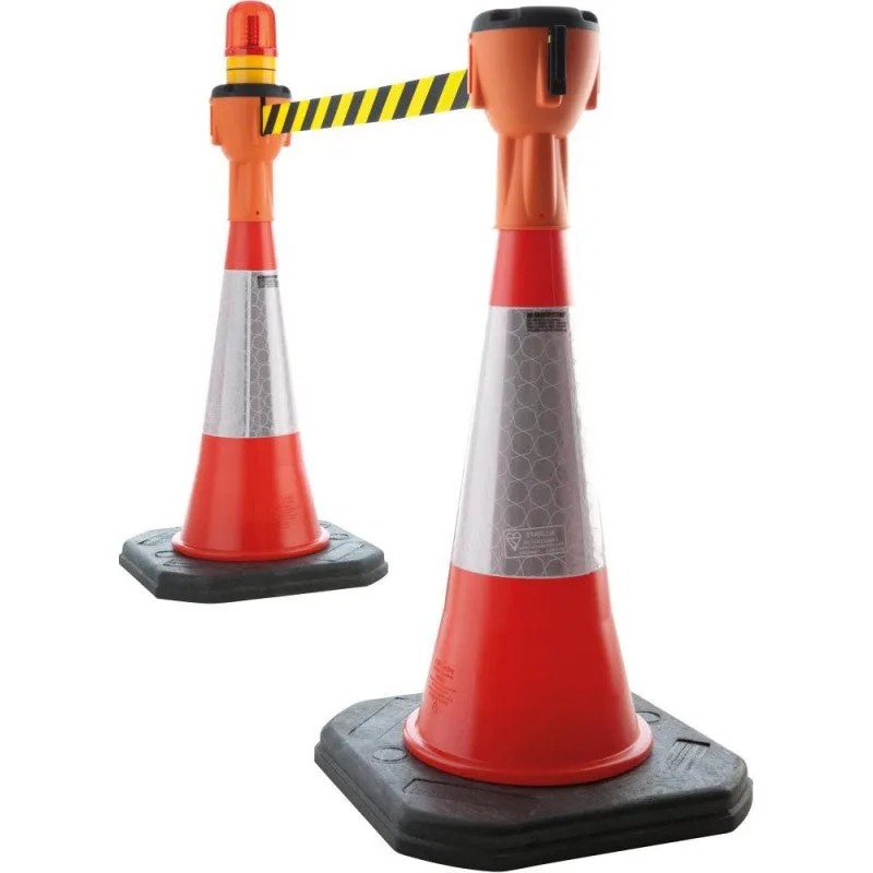 Accesorio naranja para cono de tráfico con cinta roja y blanca de 9 metros