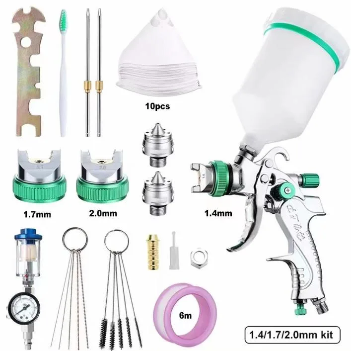 Pulverizador de pintura profesional de alta atomización con boquilla de 1.4/1.7 mm para pintar autos y casas