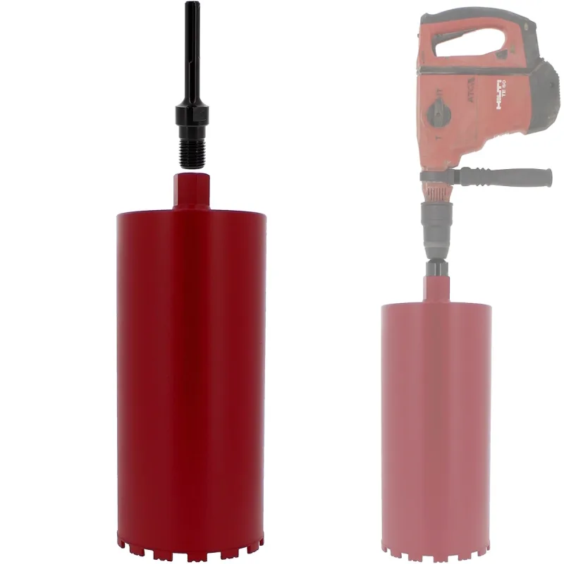 Corona de diamante ø 188 mm con adaptador para taladro y martillo perforador sds-max