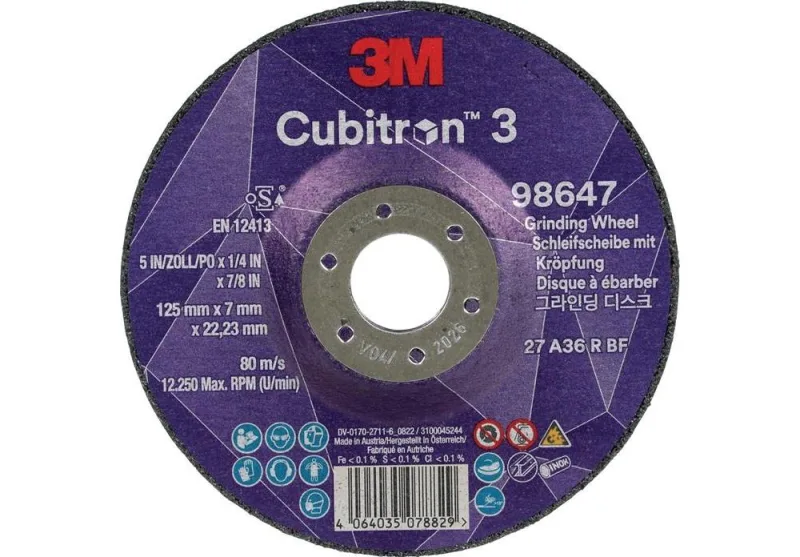 3m meule à ébarber cubitron™ 3 d125xép.7 mm granulation 36