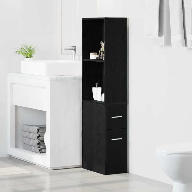 Juego de muebles de baño roble negro 22 x 41 x 135 cm